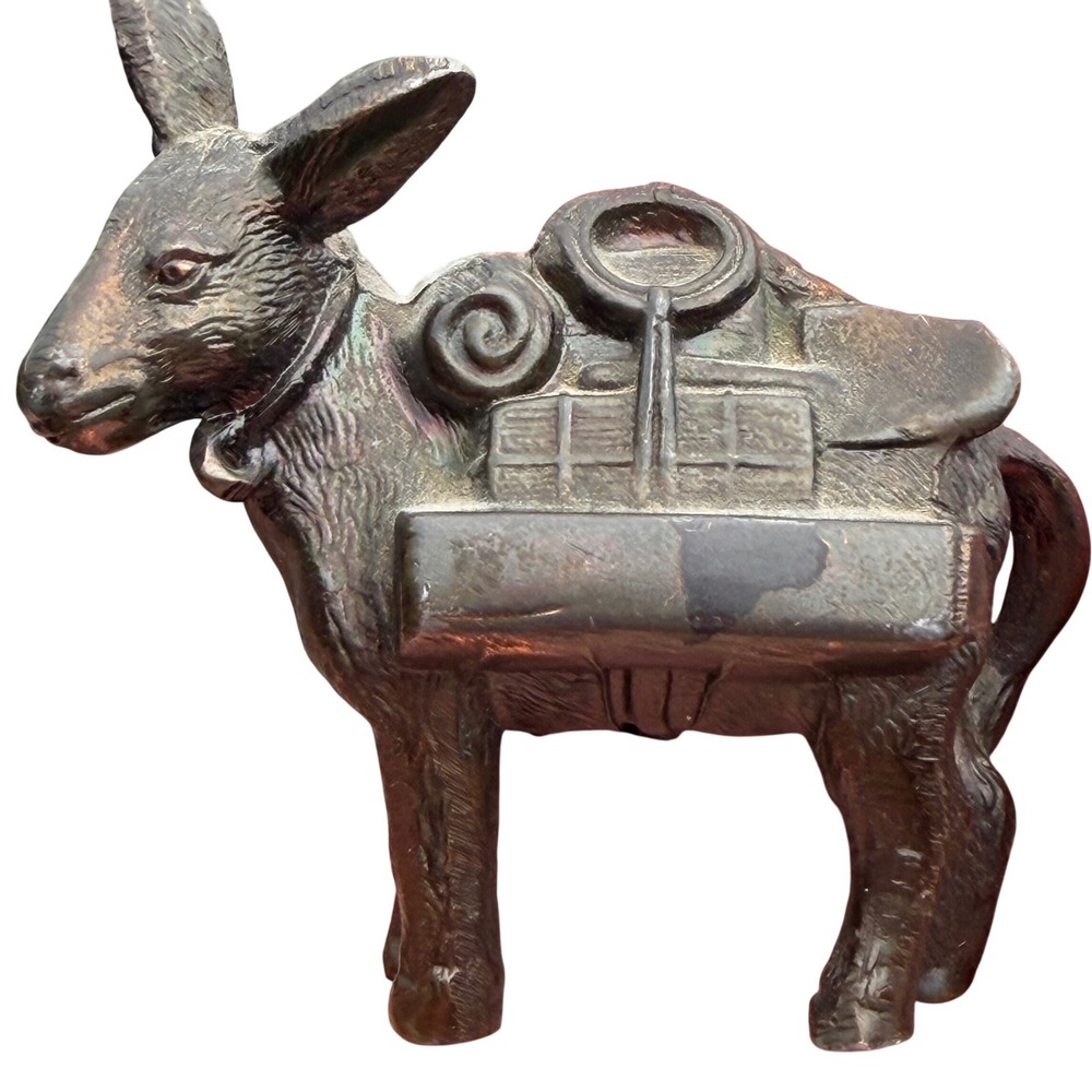 Donkey Figurine Vintage Japan Iridescent Burro Pack Animal Decor 2.5Inch by 2In